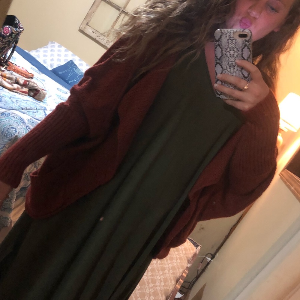 rust cardigan